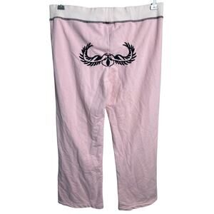 Coqueta Couture XL Pink Wide Flare Sweatpants Angel Wing